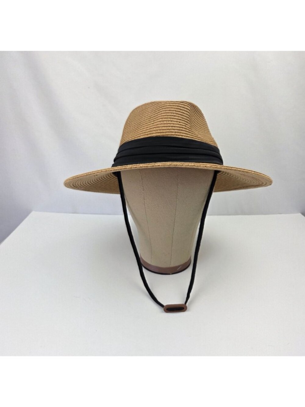 Furtalk Straw Panama Hat With Black Band & Adjustable Chin Strap & Head Band M/L - Picture 2 of 14